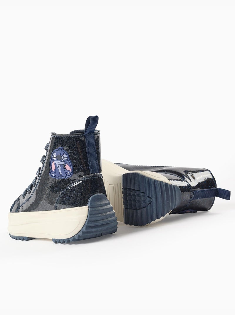 Baskets Montantes Vernies à Paillettes Lilo et Stitch Bleu foncé - Kiabi