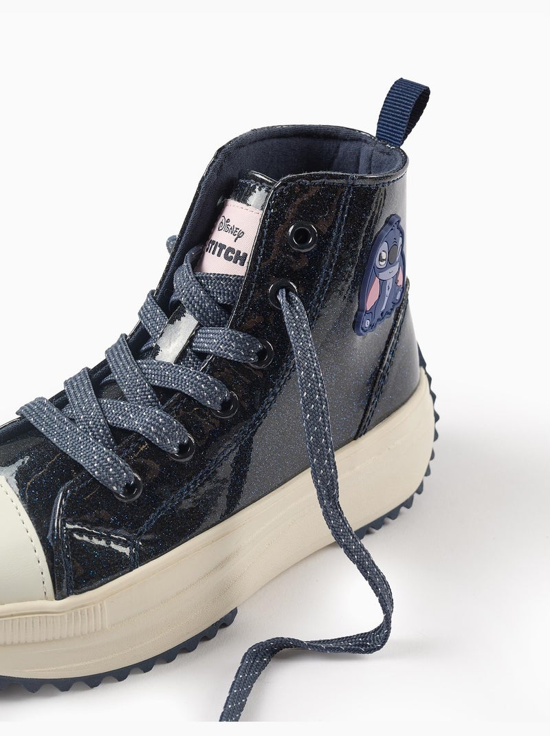 Baskets Montantes Vernies à Paillettes Lilo et Stitch Bleu foncé - Kiabi