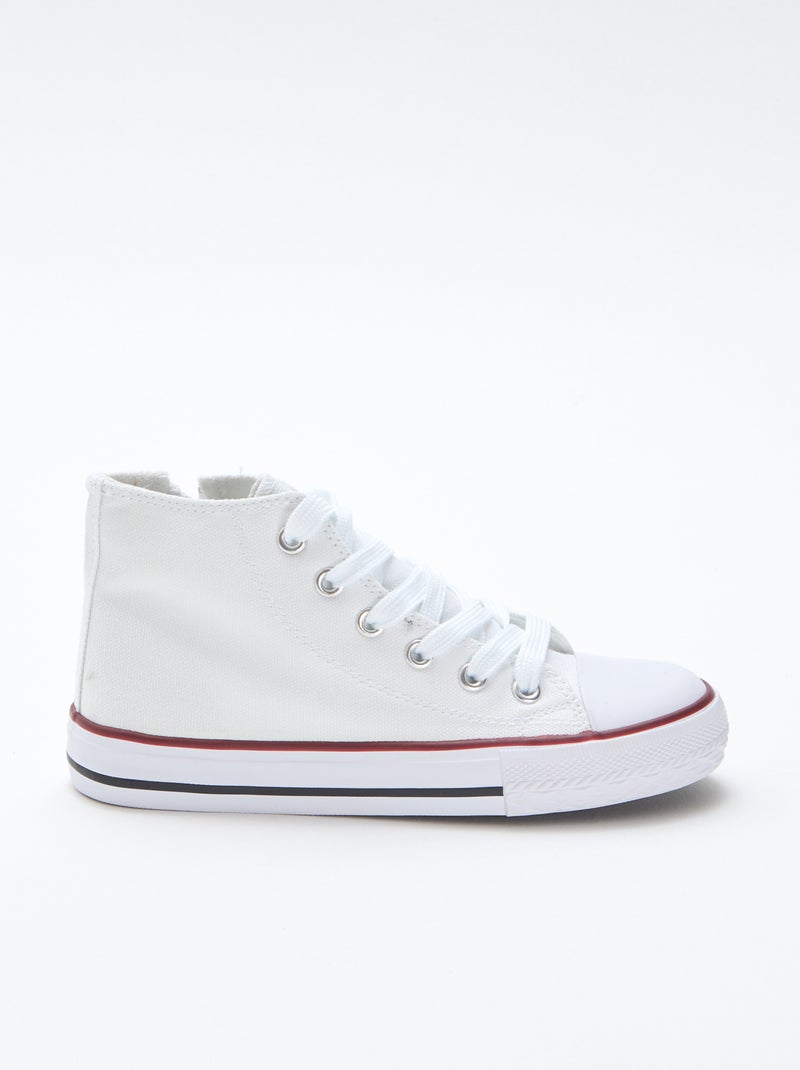 Baskets montantes zippées en toile Blanc - Kiabi