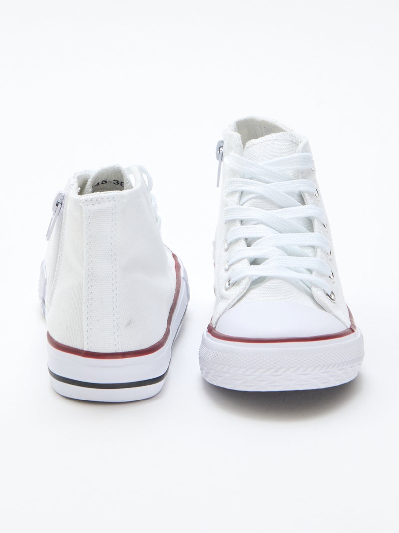 Baskets montantes zippées en toile Blanc - Kiabi