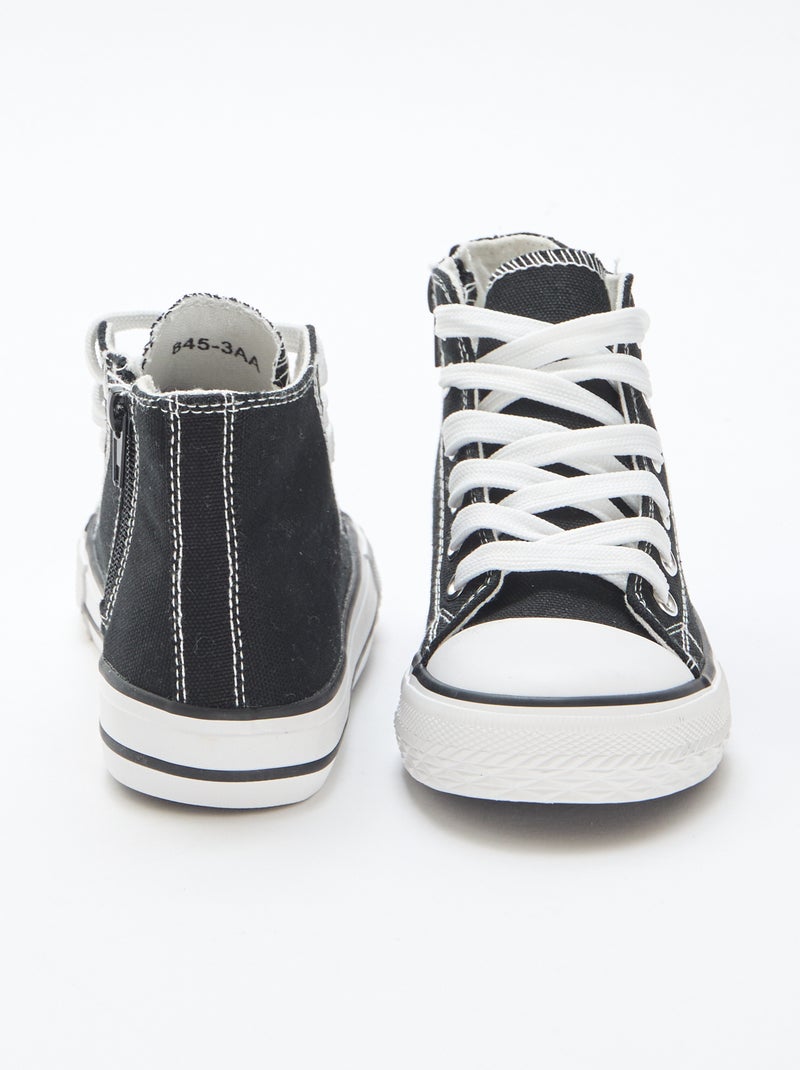 Baskets montantes zippées en toile Noir - Kiabi