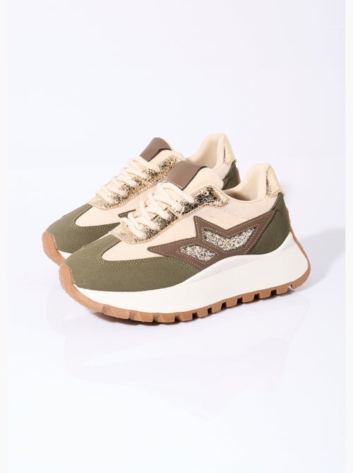 Baskets multimatières semelle compensée - AFIBEL - Kiabi