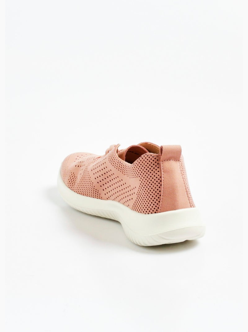 Baskets perforées aspect suédine avec lacets - AFIBEL Rose - Kiabi