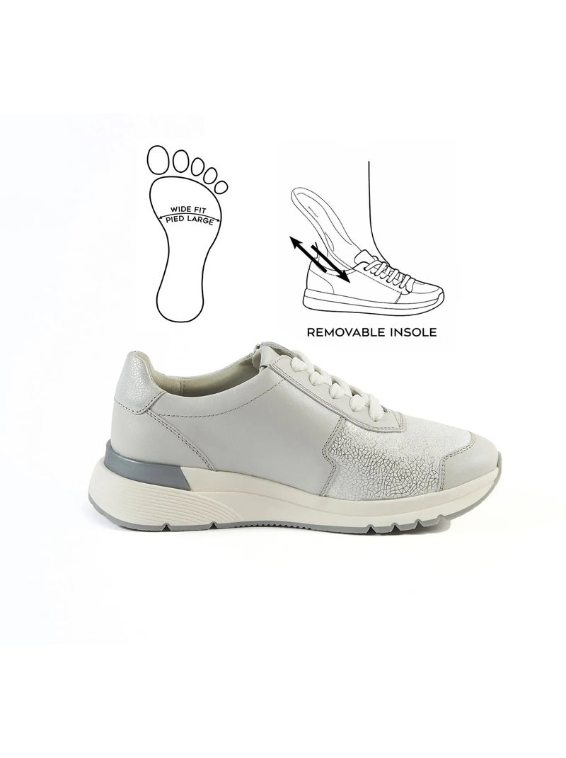 Baskets pieds larges K - Modèle Cléa Gris clair - Kiabi