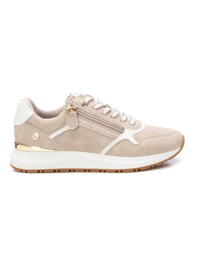 Baskets plaine fermeture éclair Beige - Kiabi