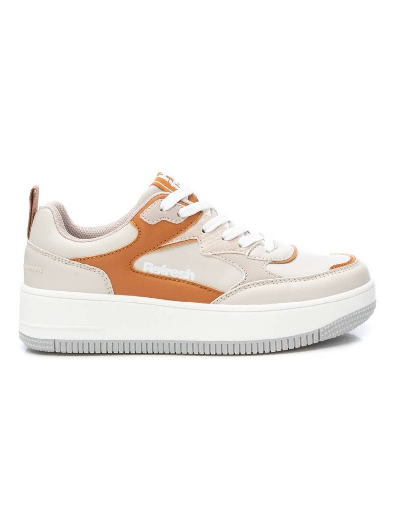 Baskets plaine lacets Beige - Kiabi