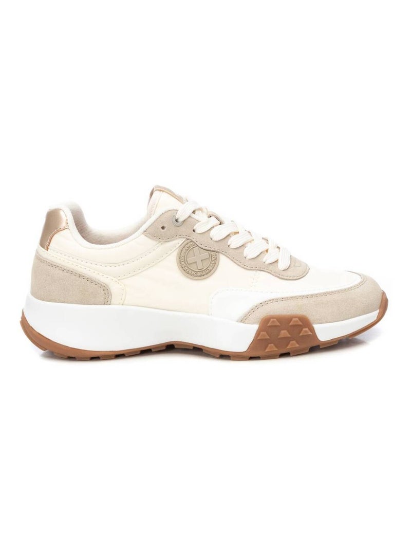 Baskets plaine lacets Beige - Kiabi