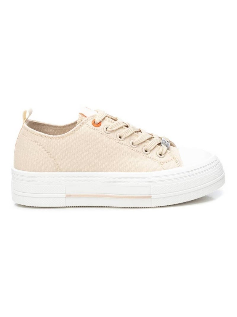 Baskets plaine lacets Beige - Kiabi
