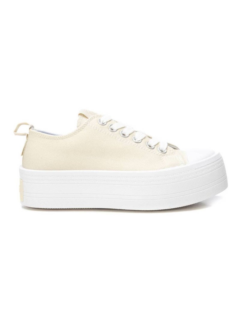Baskets plaine lacets Beige - Kiabi