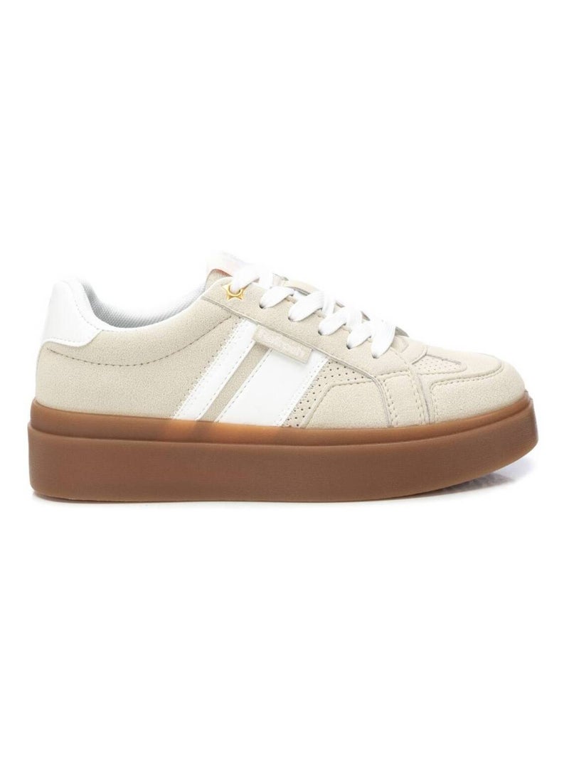 Baskets plaine lacets Beige - Kiabi