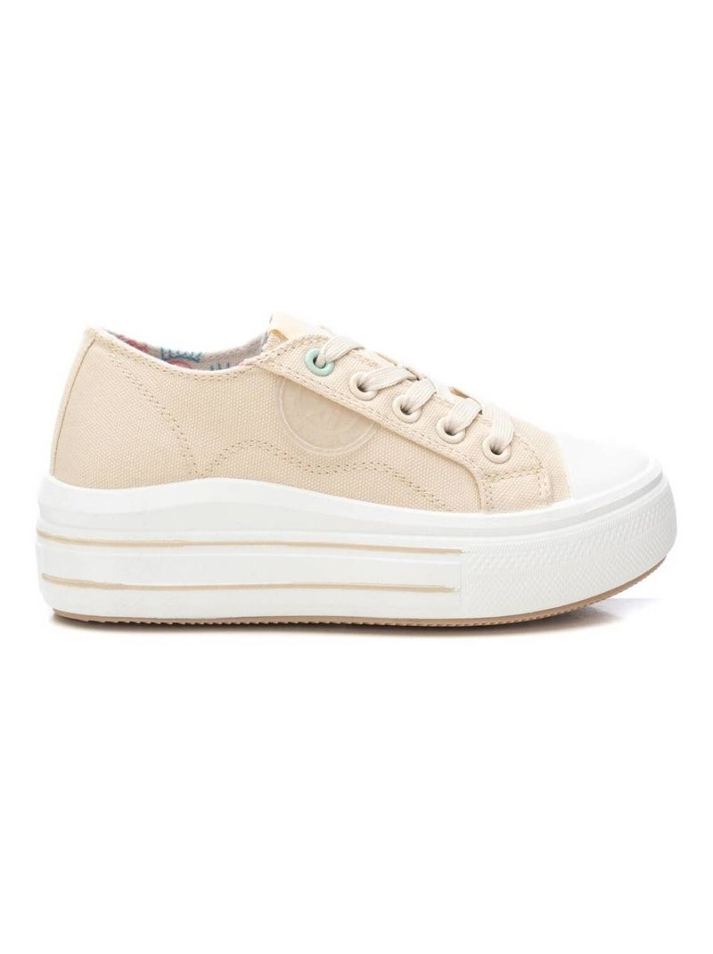 Baskets plaine lacets Beige - Kiabi