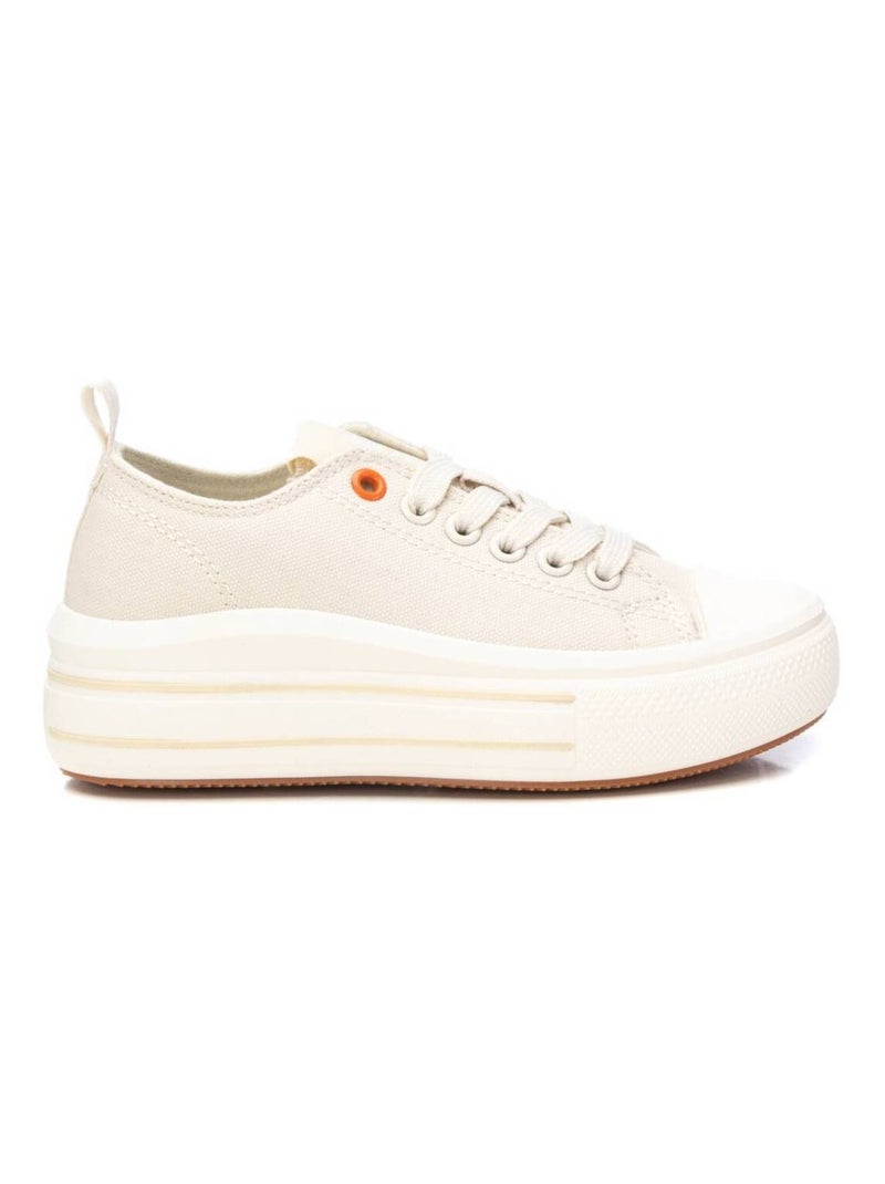 Baskets plaine lacets Beige - Kiabi