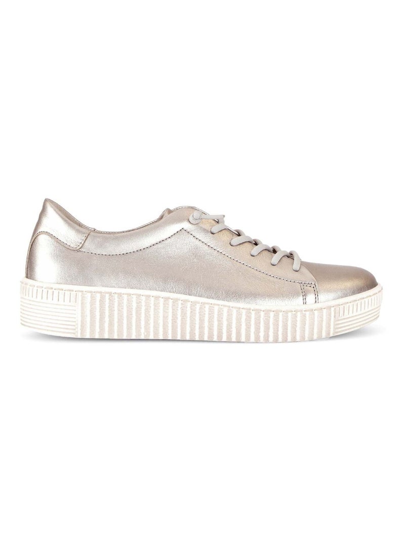 Baskets poudrées en cuir métallisé Rose clair - Kiabi