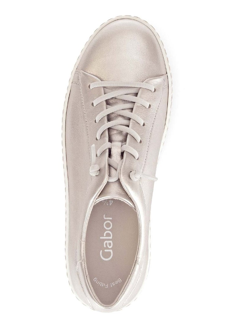 Baskets poudrées en cuir métallisé Rose clair - Kiabi