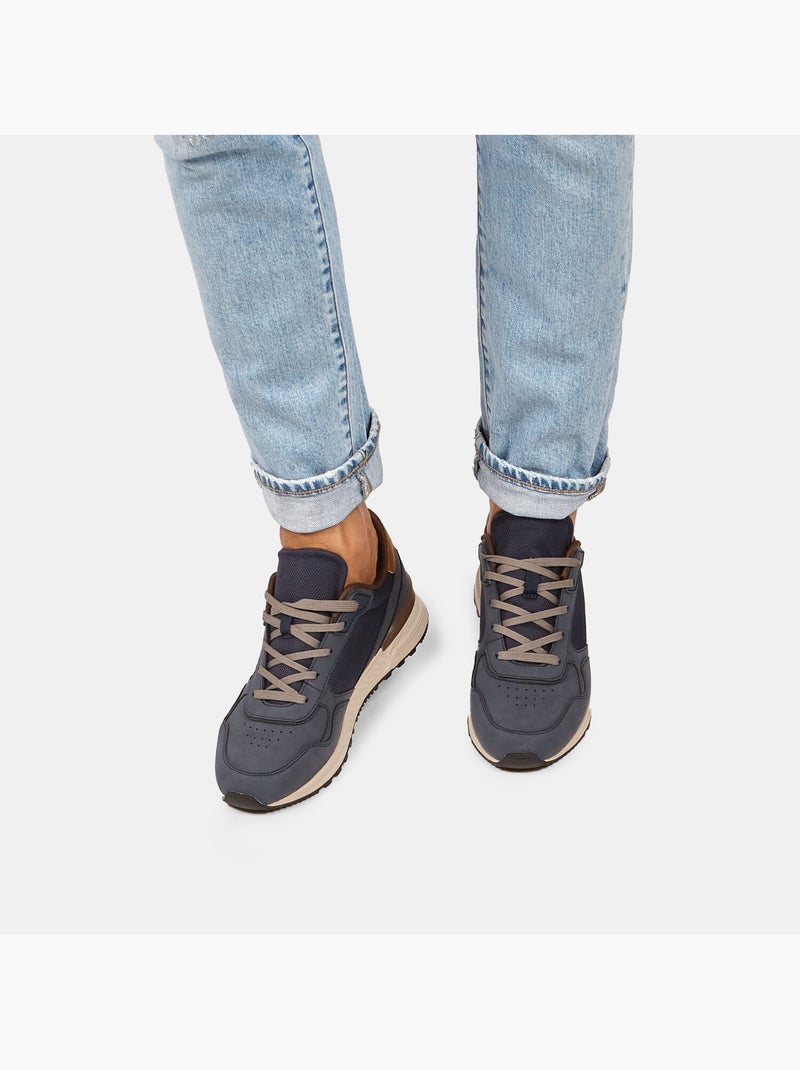 Baskets pour homme effet cuir Bleu - Kiabi