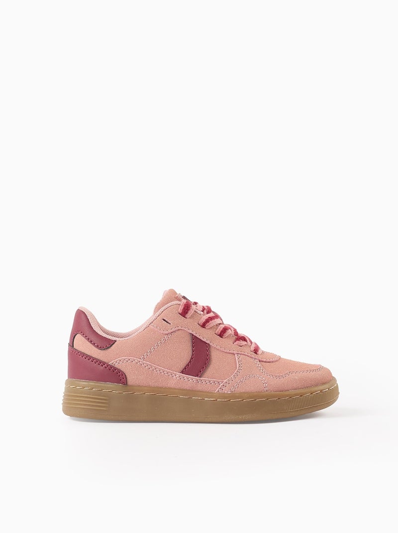 Baskets Rétro en Daim avec Lacets Rose - Kiabi