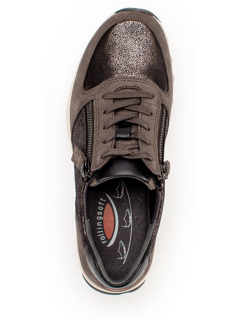 Baskets Rolling Soft  en Cuir et Nubuck Gris - Kiabi