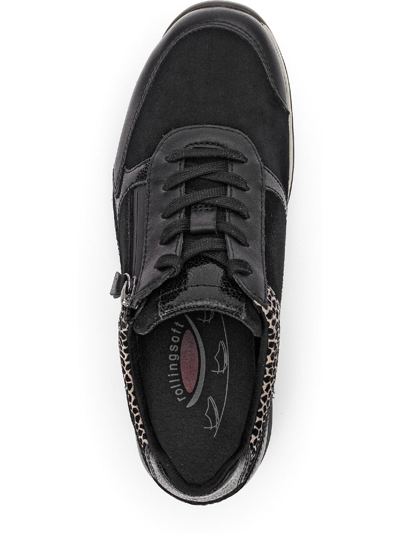Baskets Rolling Soft  en Cuir et Nubuck Noir - Kiabi