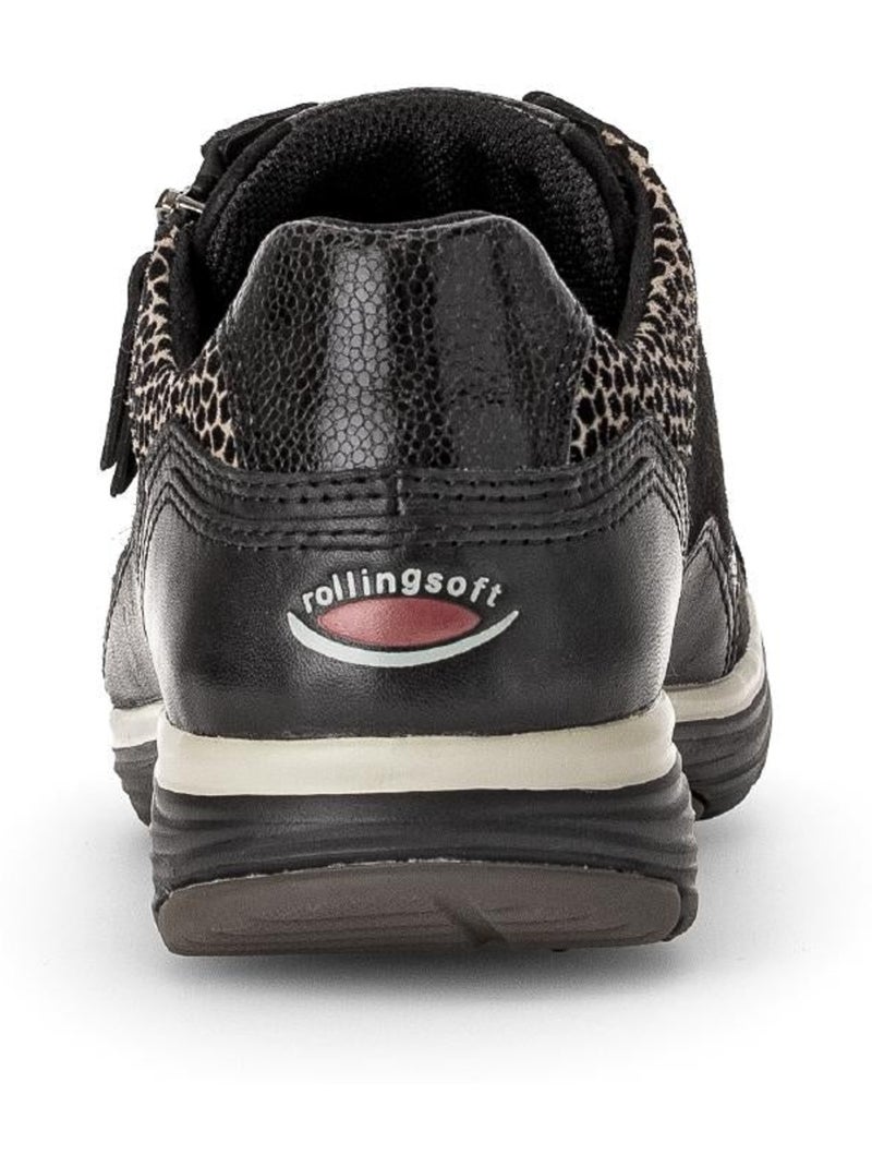 Baskets Rolling Soft  en Cuir et Nubuck Noir - Kiabi