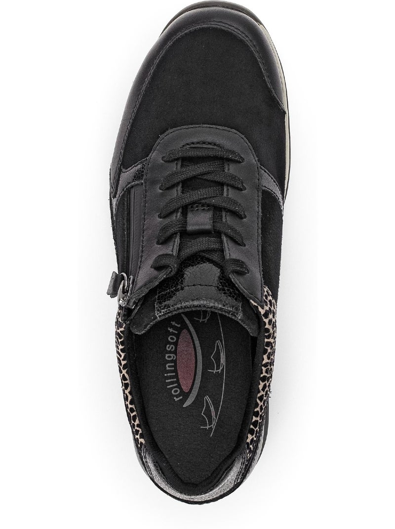 Baskets Rolling Soft  en Cuir et Nubuck Noir Noir - Kiabi