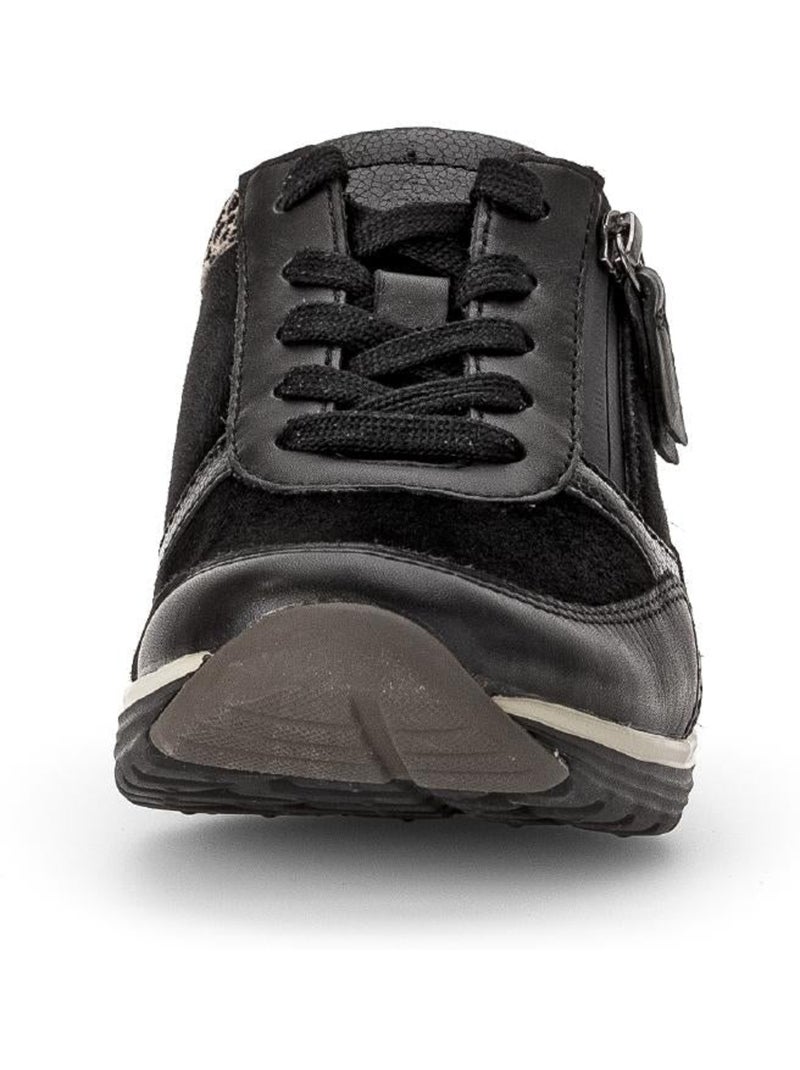 Baskets Rolling Soft  en Cuir et Nubuck Noir Noir - Kiabi