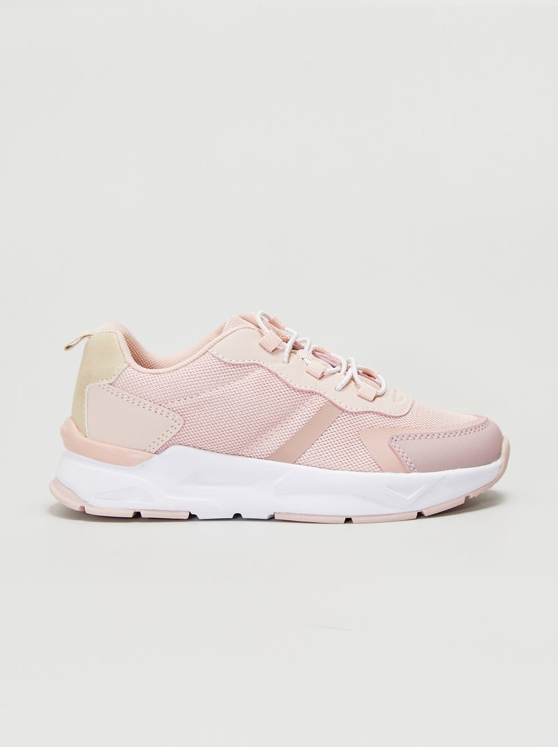 Baskets running bi-matières Rose - Kiabi