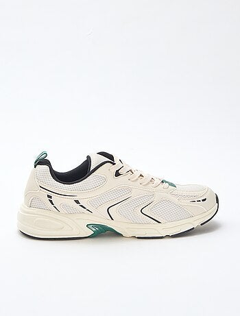 Baskets running en mesh et simili tricolore