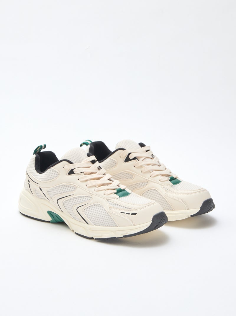 Baskets running en mesh et simili tricolore Gris - Kiabi