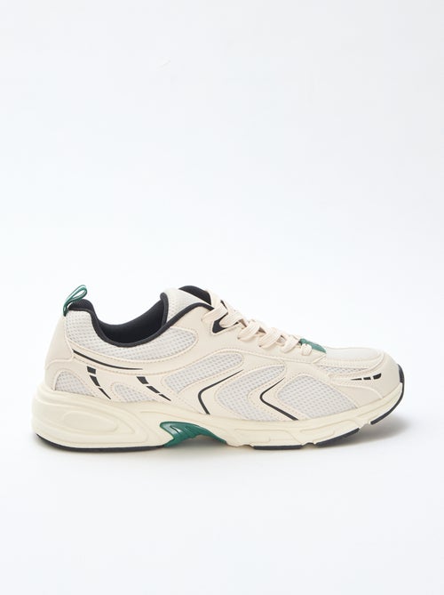 Baskets running en mesh et simili tricolore - Kiabi