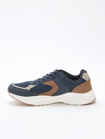 Baskets running en mesh et suédine tricolore