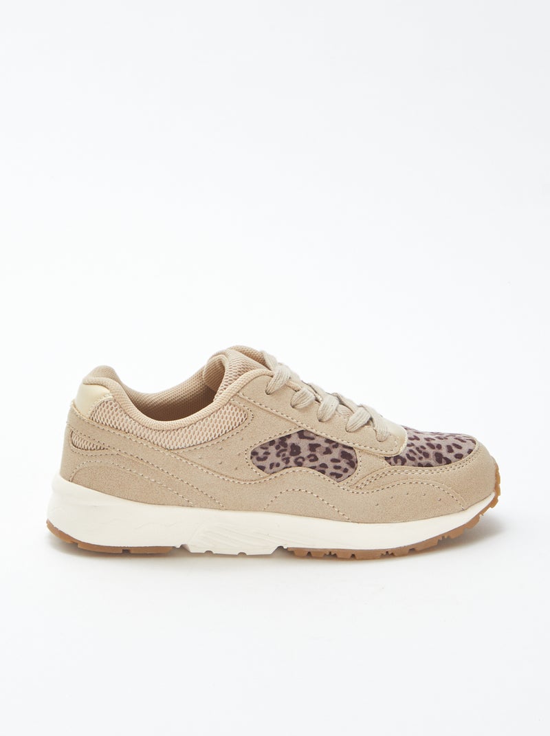 Baskets running léopard Beige - Kiabi