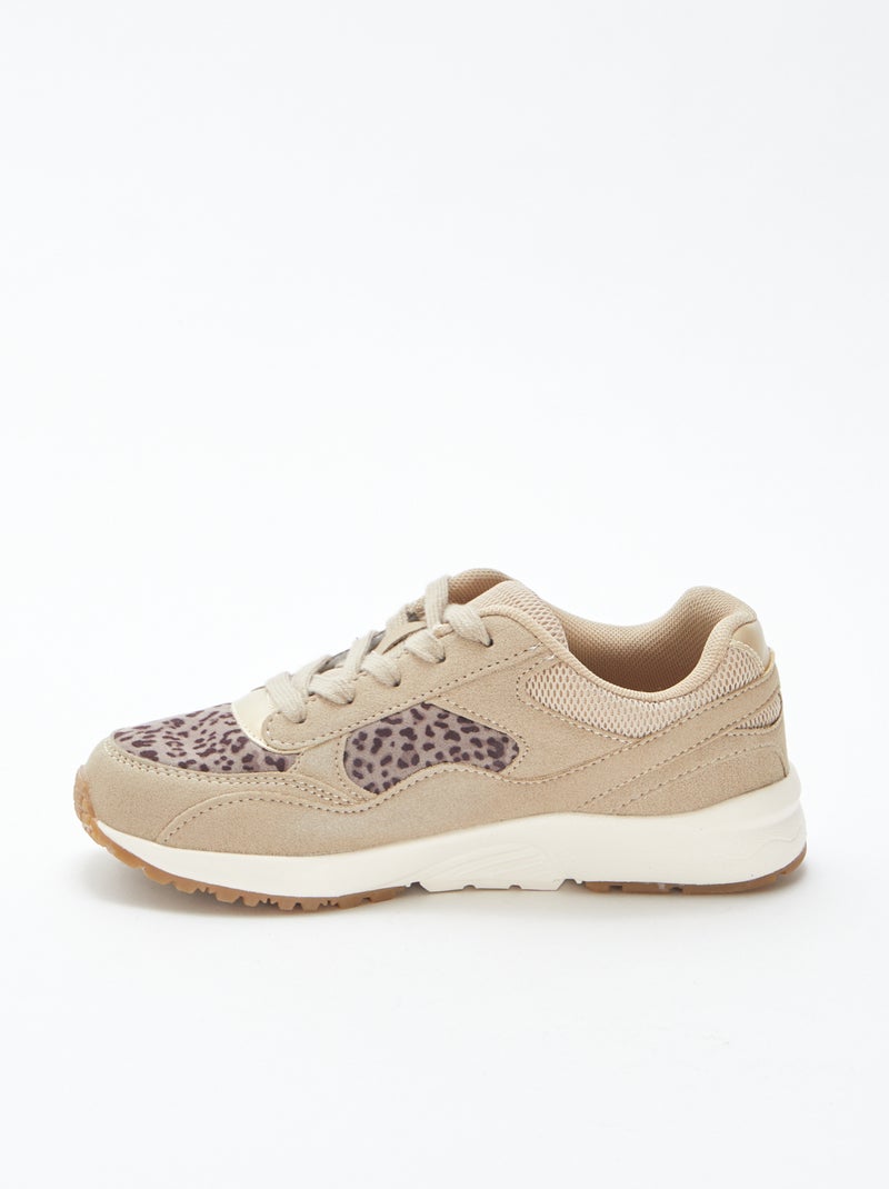 Baskets running léopard Beige - Kiabi
