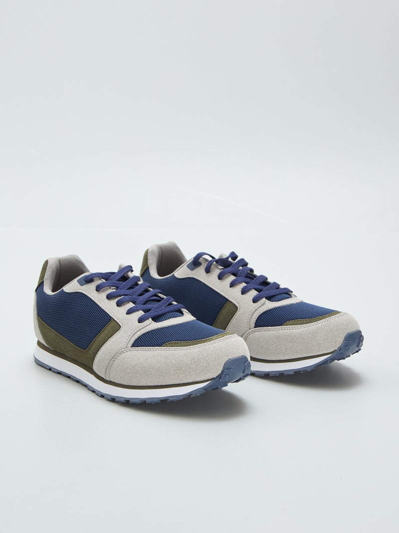 Baskets running retro tricolore Kaki - Kiabi