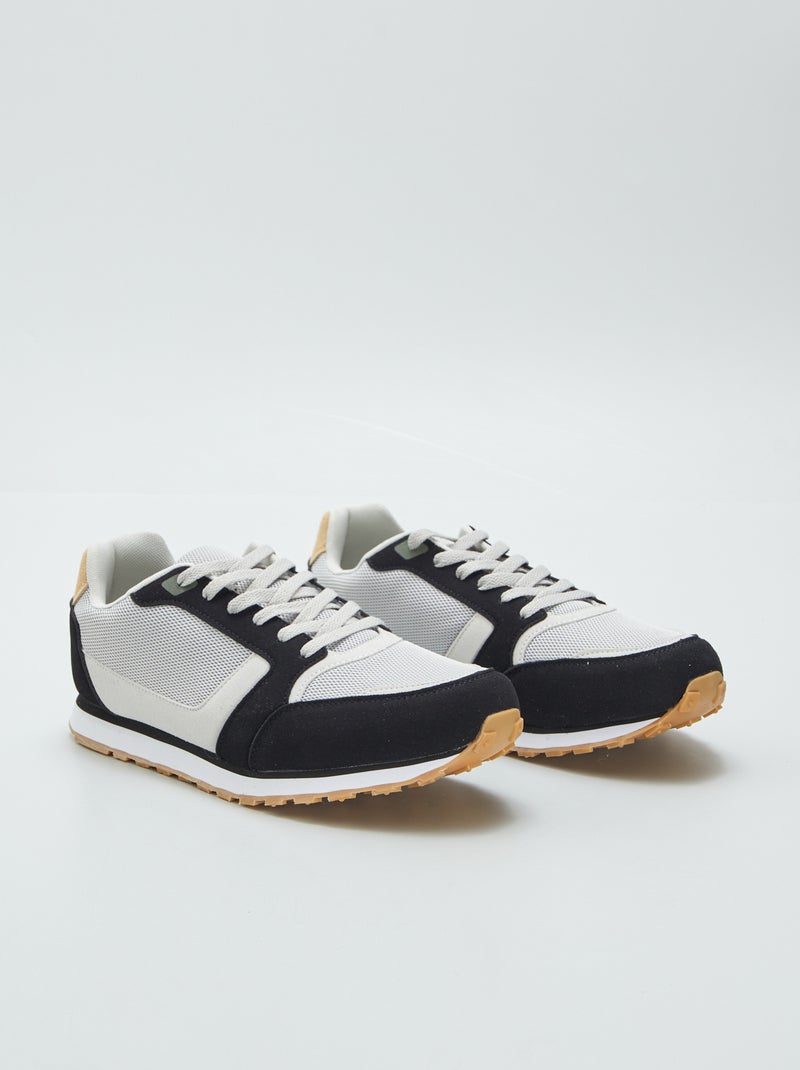 Baskets running retro tricolore Noir - Kiabi