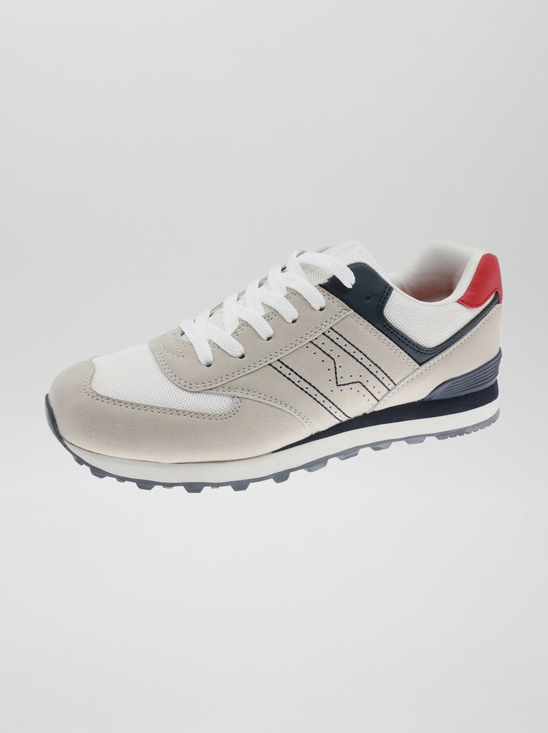 Baskets running tricolore Beige - Kiabi