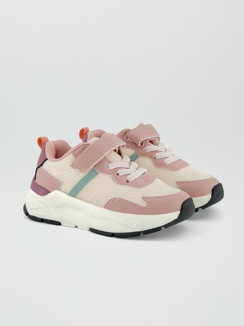 Baskets running tricolore rouge bordeaux - Kiabi
