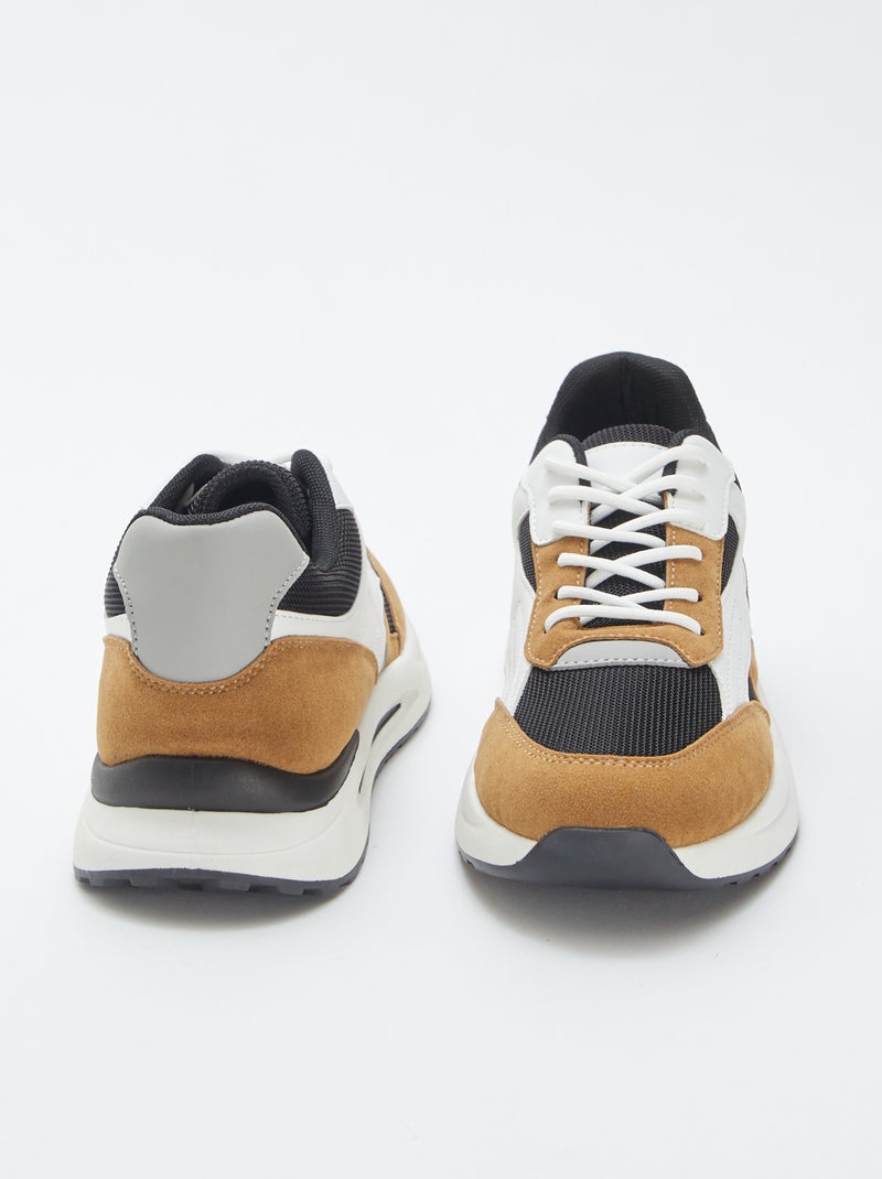 Baskets running tricolores MARRON - Kiabi