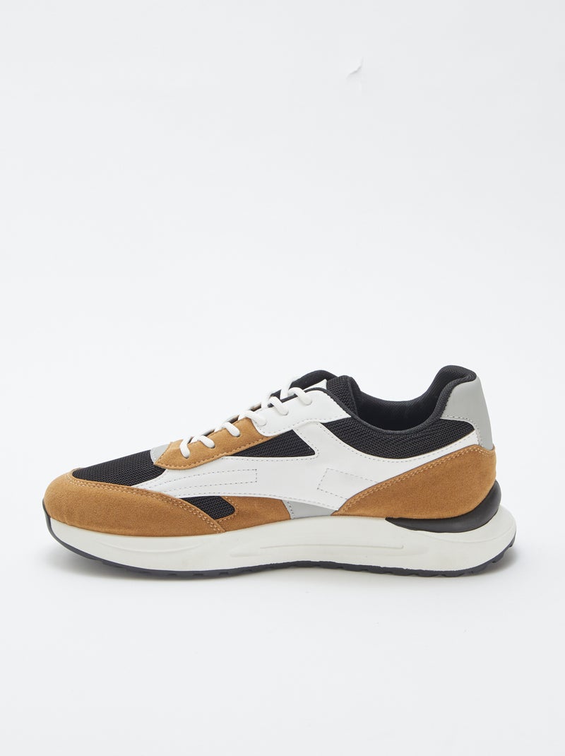 Baskets running tricolores MARRON - Kiabi