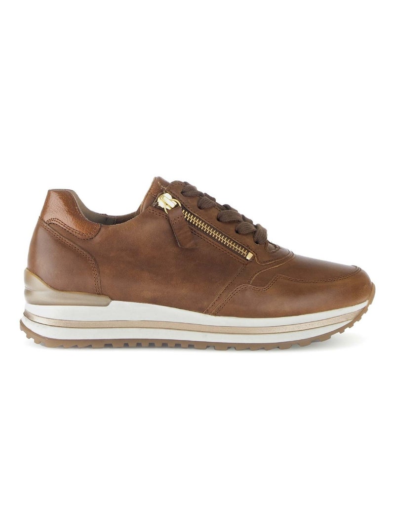 Baskets s en combinaion cuirs Marron - Kiabi