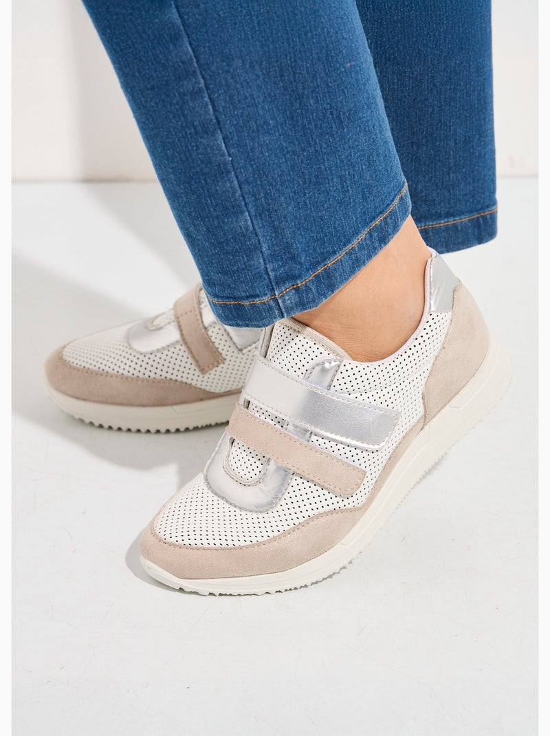 Baskets scratchées souples largeur confort - Afibel Blanc - Kiabi