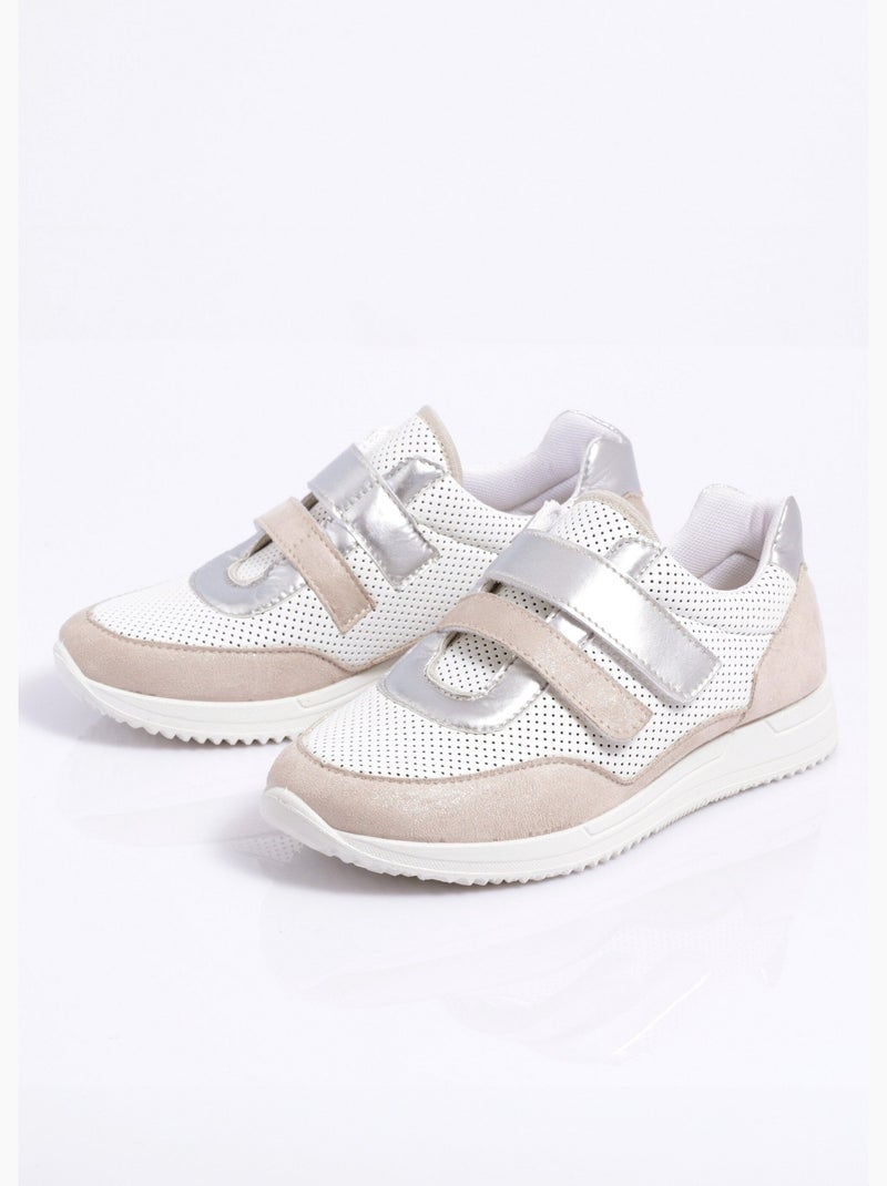 Baskets scratchées souples largeur confort - Afibel Blanc - Kiabi