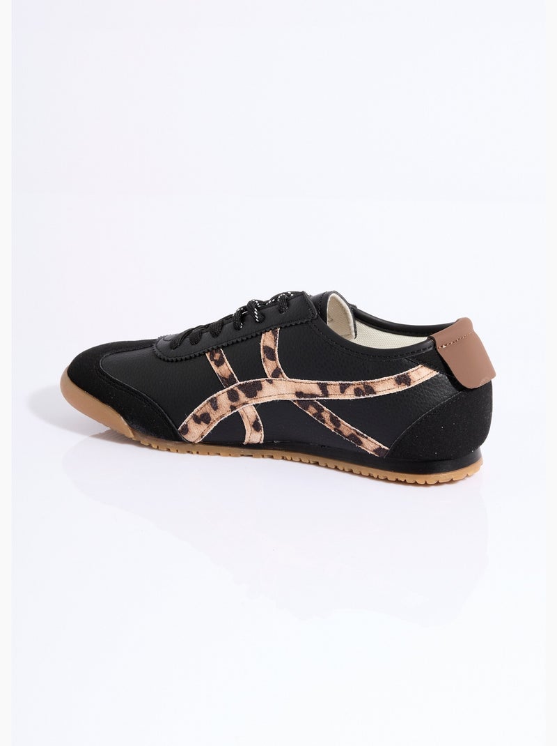 Baskets semelle fine avec empiècements - AFIBEL Noir - Kiabi