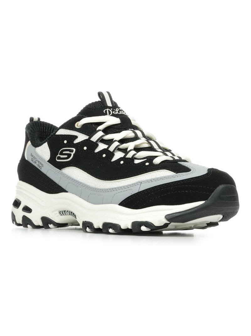 Baskets Skechers D'Lites Smooth Nos Slip Ins Noir Blanc - Kiabi