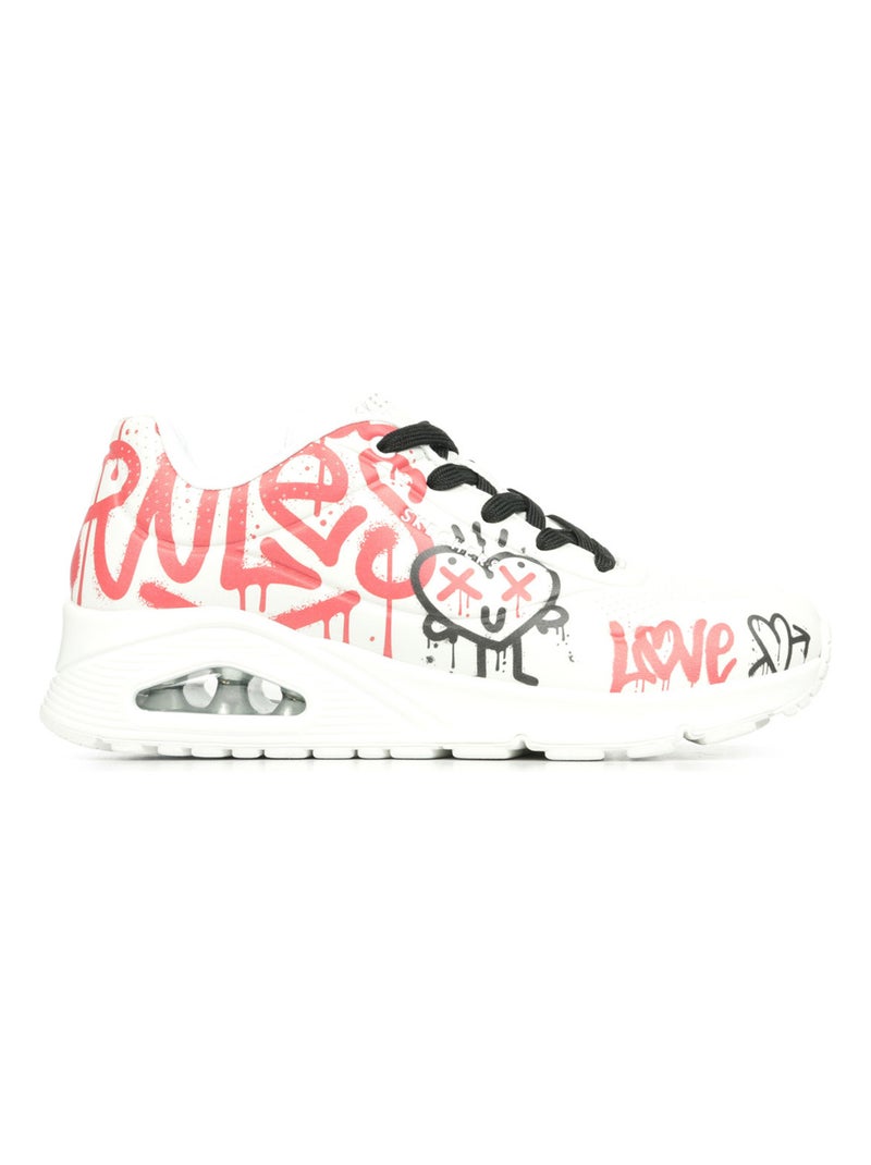 Baskets Skechers Uno Graffiti Love Blanc - Kiabi
