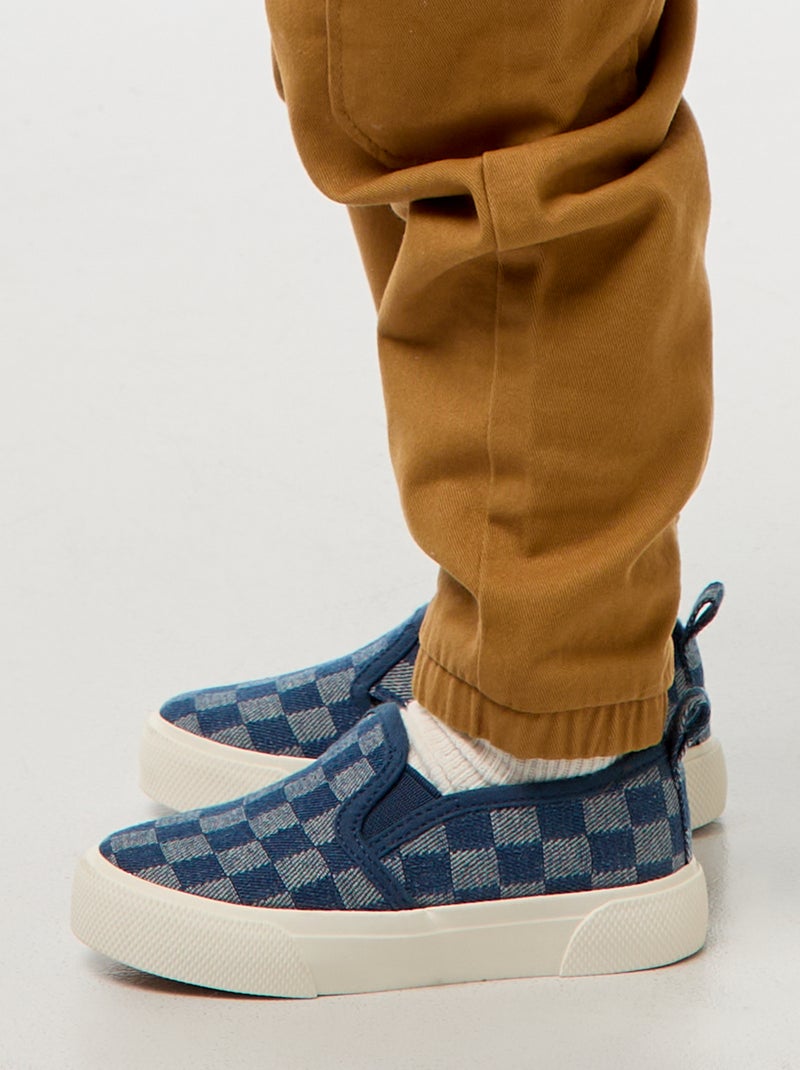Baskets slip-on à carreaux BLEU - Kiabi