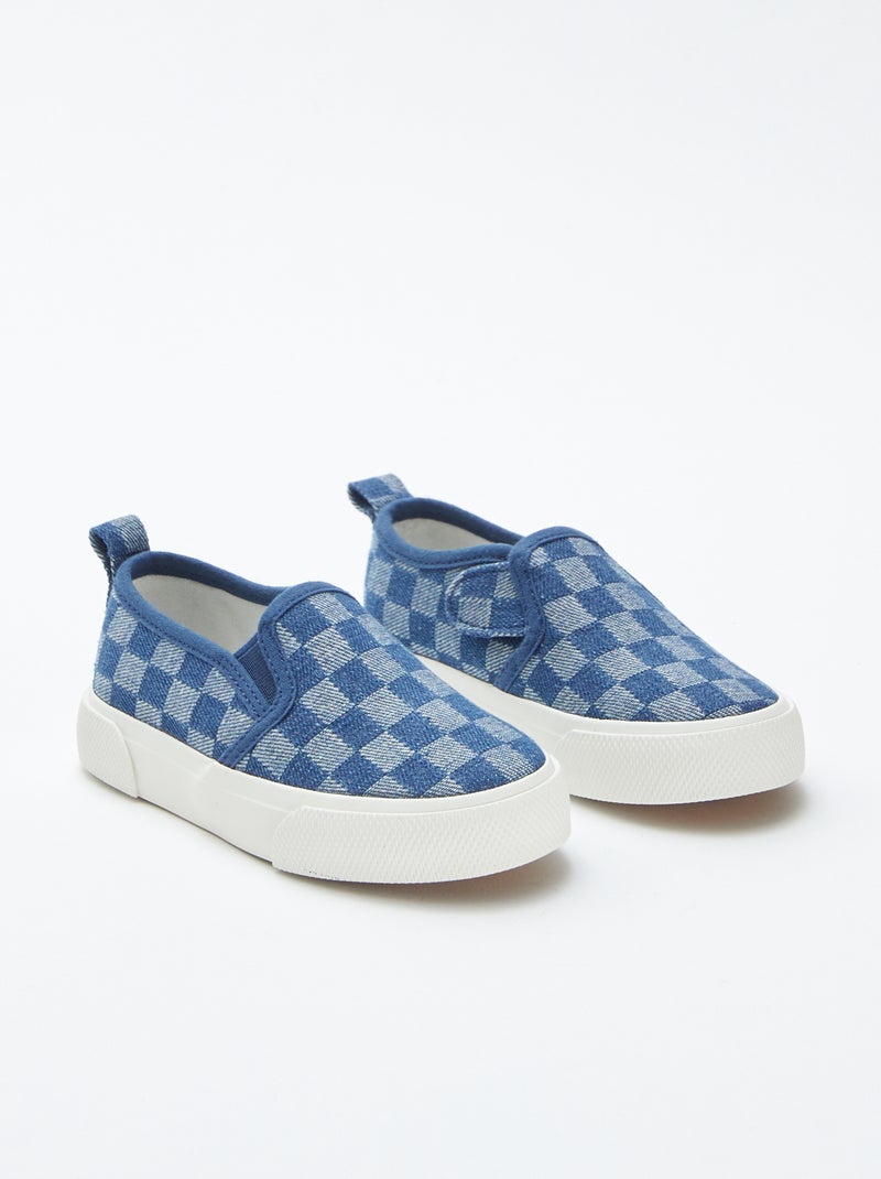 Baskets slip-on à carreaux BLEU - Kiabi