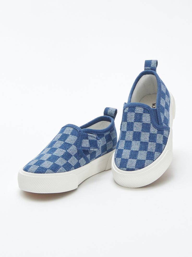Baskets slip-on à carreaux BLEU - Kiabi