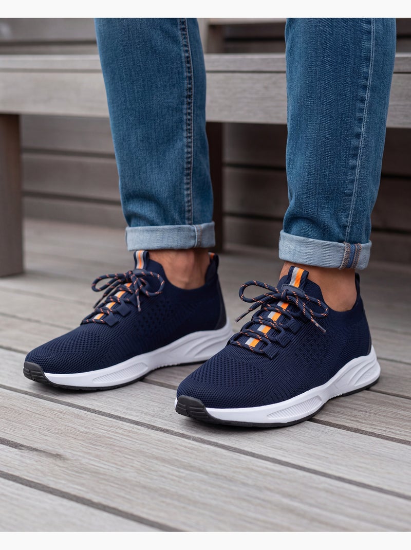 Baskets slip on avec lacets, semelle mémoire de forme Bleu Orange - Kiabi