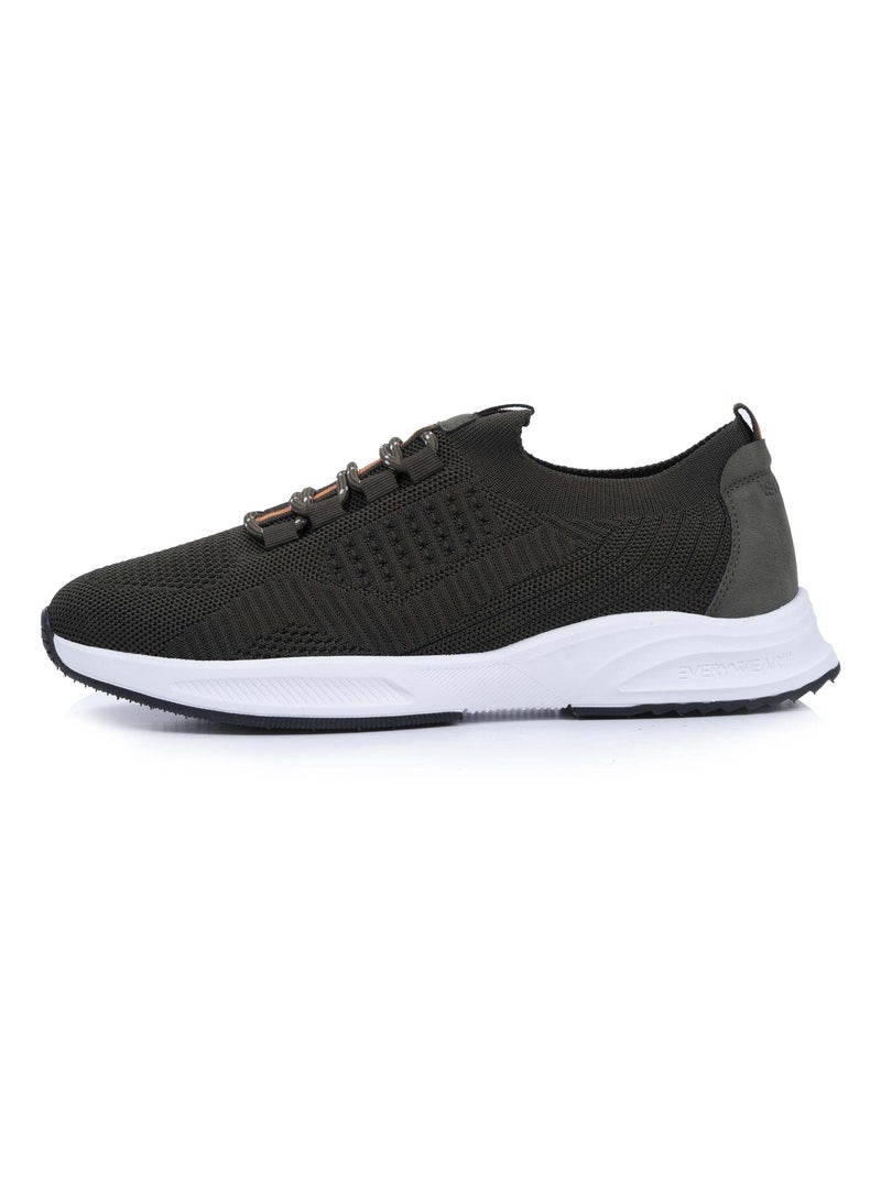 Baskets slip on avec lacets, semelle mémoire de forme  Isotoner Kaki - Kiabi