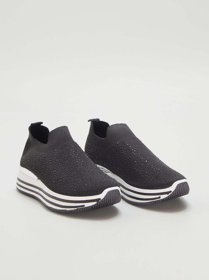 Baskets slip-on en mesh Noir - Kiabi